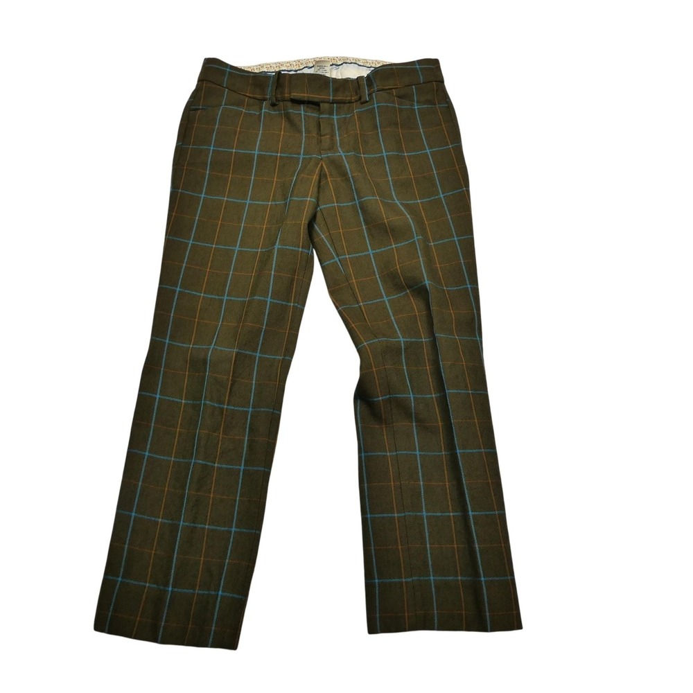 Abercrombie & Fitch Pants Womens 0 Green Plaid Wool Lined Straight Leg Dress